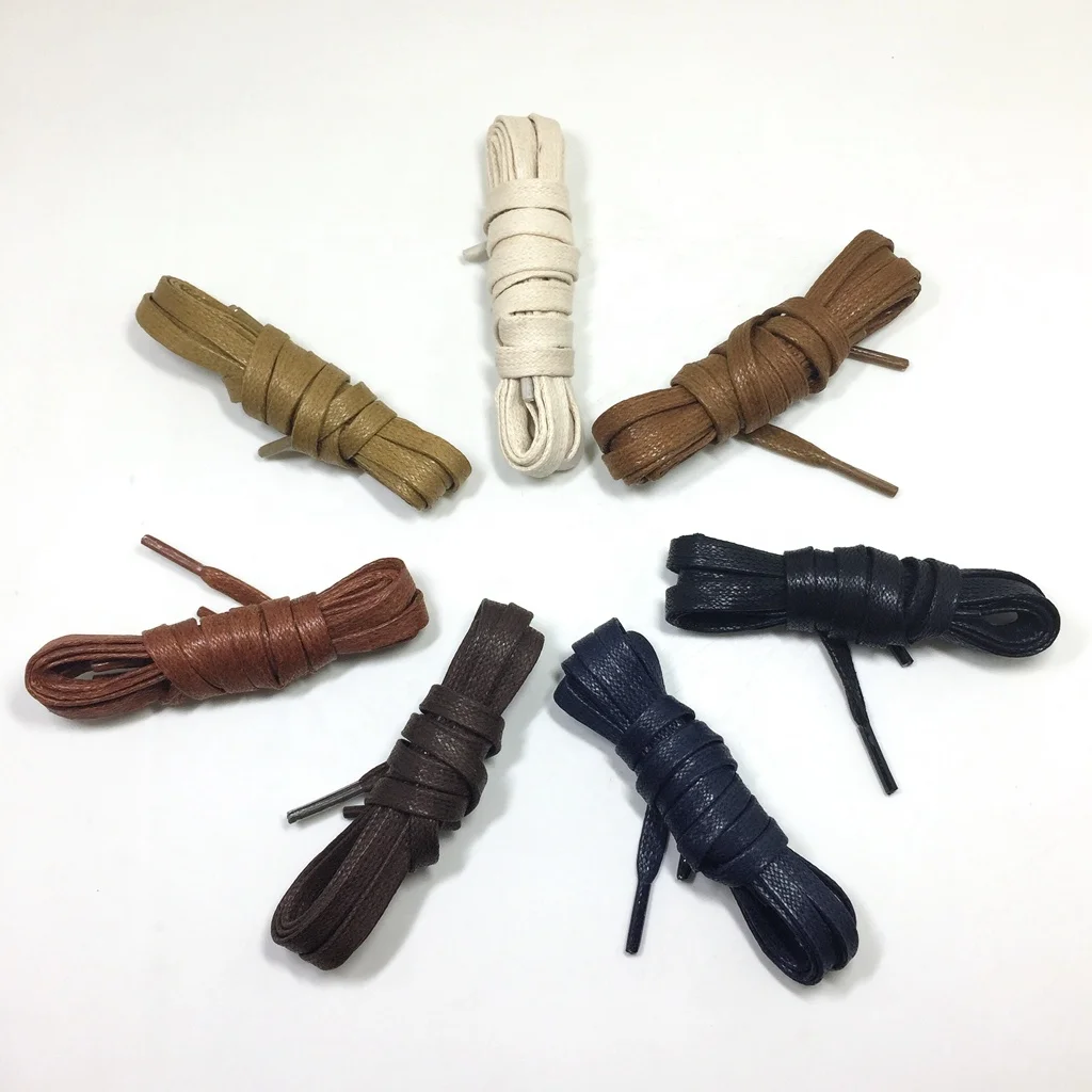 Custom brand leather shoes use cotton flat waxed shoe lace