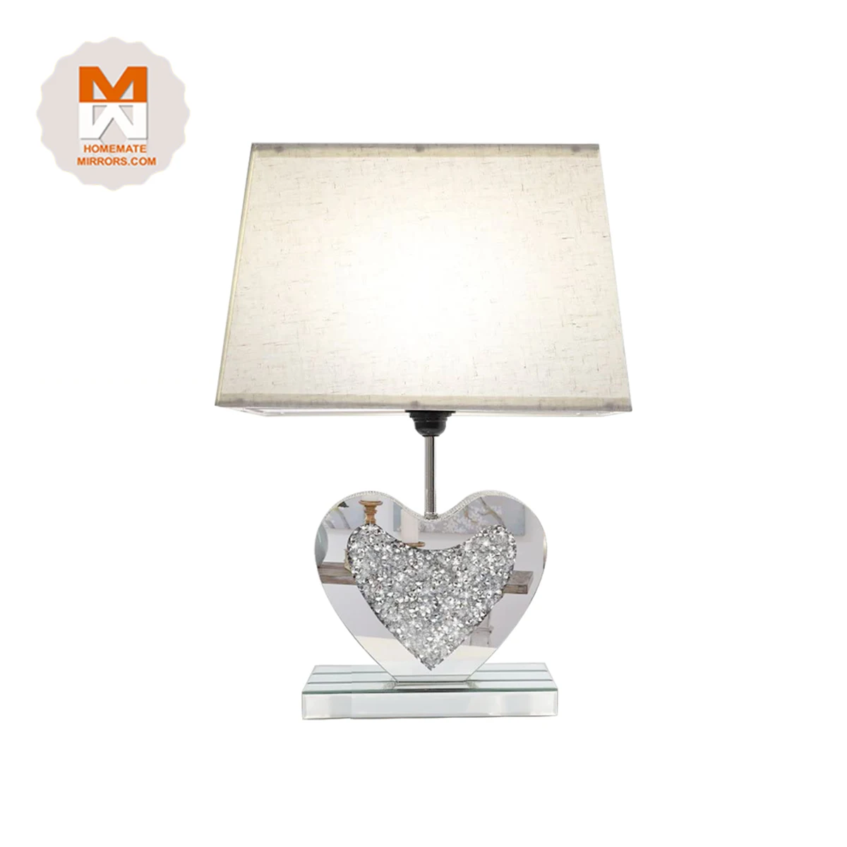 Hot sell Competitive Heart shape mirrored bedside table lamps