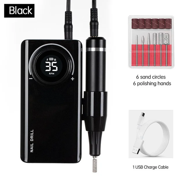 Nail Drill 35000rpm Manicure Electric Machine Wireless Rechargeable Polishing Nail Polisher Machine Primer Pen Portable
