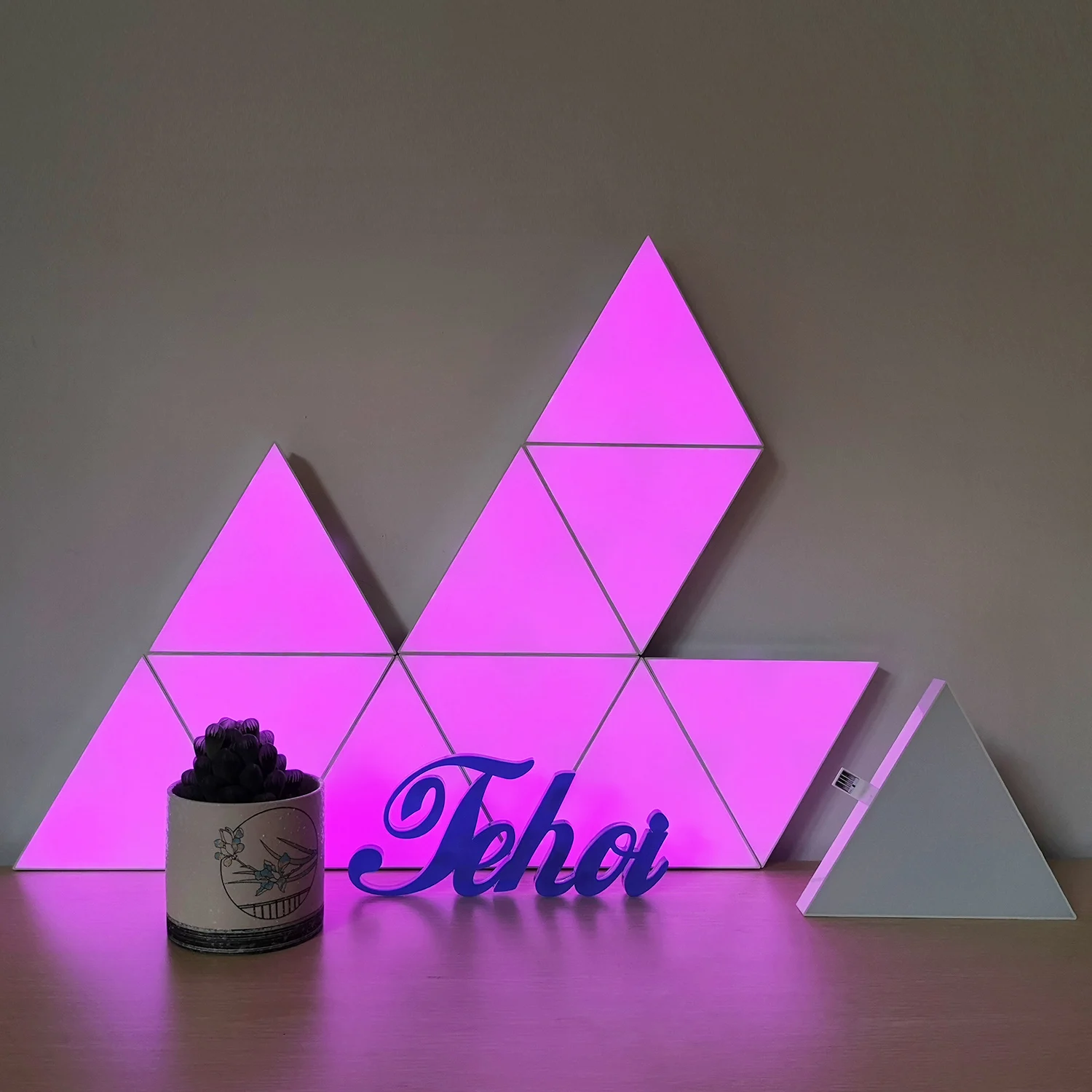 Лидер продаж умные настенные украшения светодиодная подсветка RGB треугольная модульная цветная ночник для комнаты