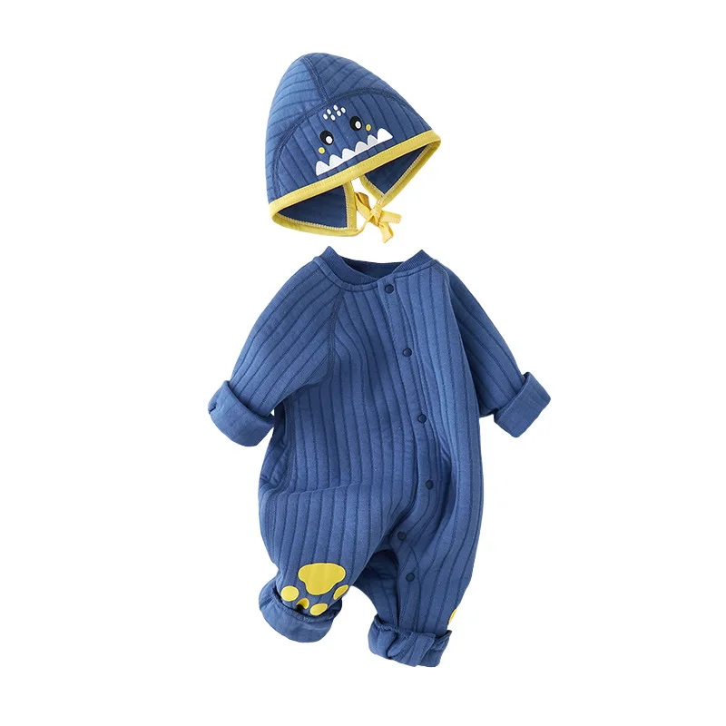 Baby jumpsuit autumn and winter warm cotton newborn clothes set