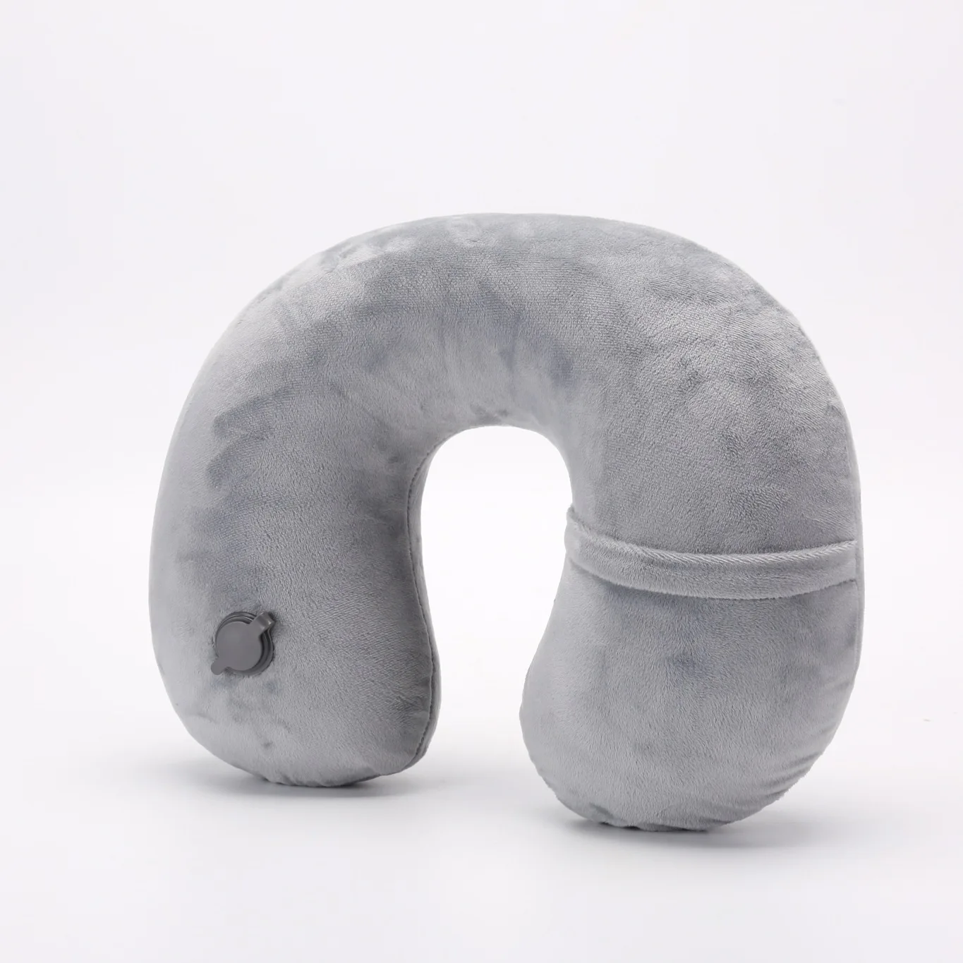 Factory Customizable Autoinflation Crystal Velvet Inflatable Neck Pillow Portable Rectangle Cushion for Camping Folded Design