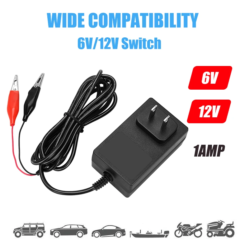  Manual 6V 12V 0.8A Lead Acid Battery Charger Toy Car Motorcycle Boat Lawn Mower SLA ATV AGM Gel charger