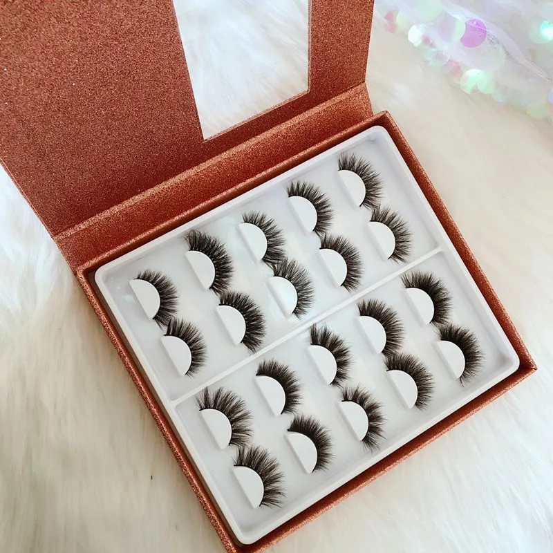 
new arrive private label eyelash book 3 pairs 3d false mink eyelashes packaging with tweezer 