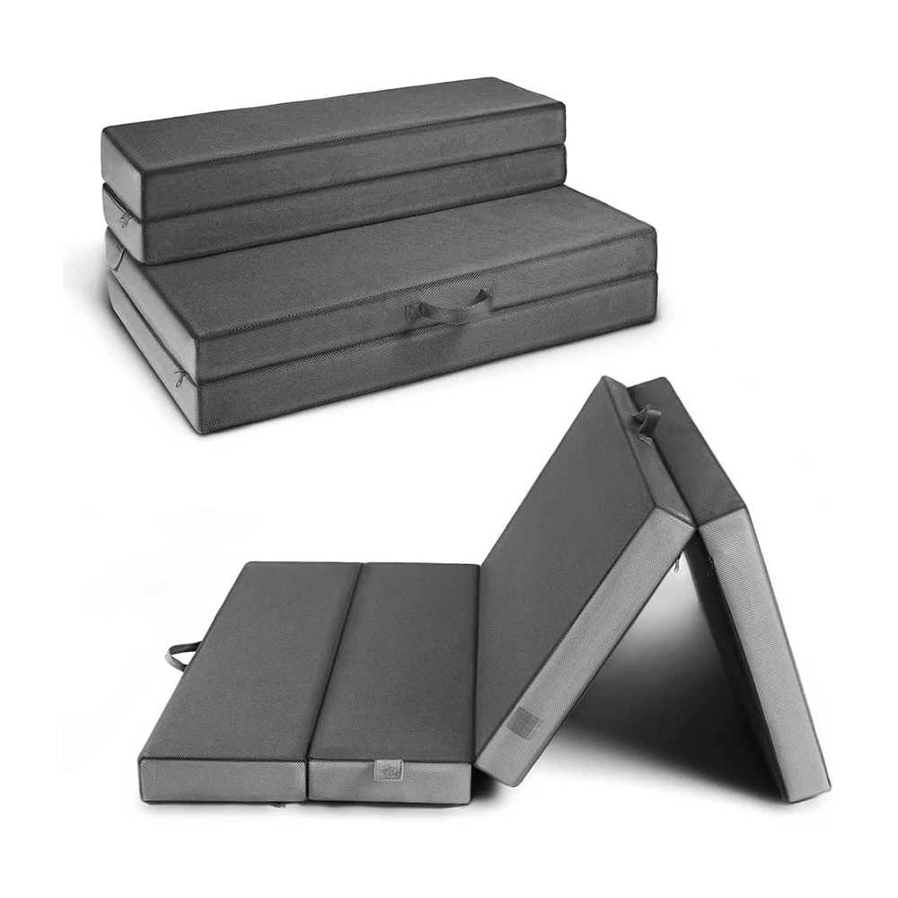 Best Choice Products 4in Portable Twin-Size Folding Mattress Topper Modern Design for Camping Guest Toddler Living Room Use