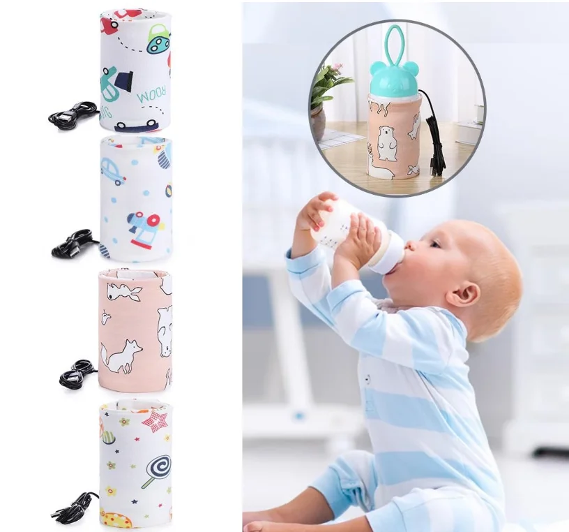 USB Outdoor Baby Feeding Milk Bottle Warmer Thermal Bag Low Voltage and Low Current Heating Safety Baby Bottle Holder