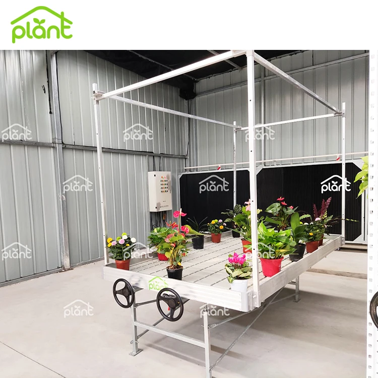 Factory Direct Sale 4x8ft hydroponic rolling benches Ebb Flow Flood Tables with Vertical Poles
