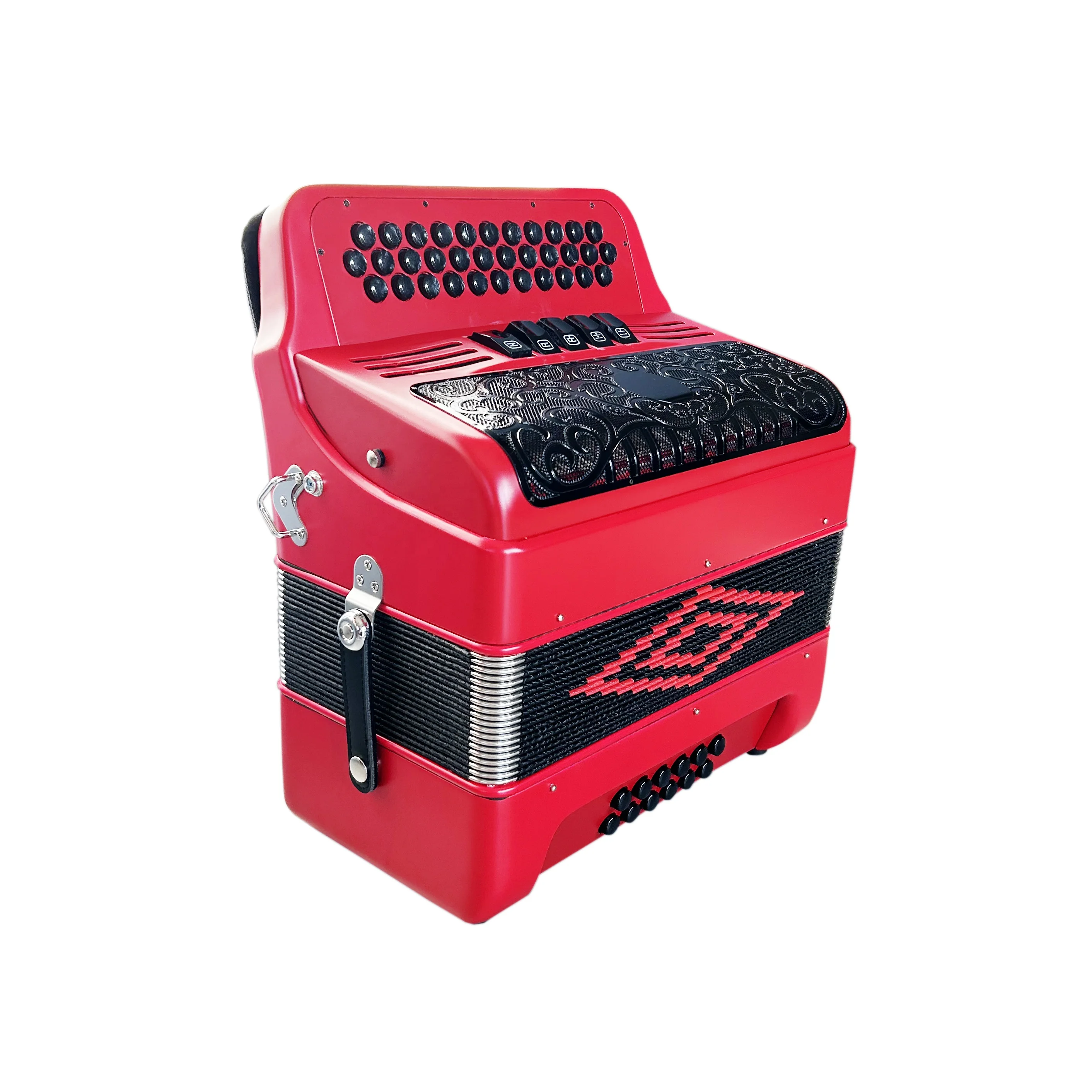 SEASOUND OEM 34 Button 12 Bass 5 Registers Red Acordeon Black Grill Accordion Diatonic JB3412D