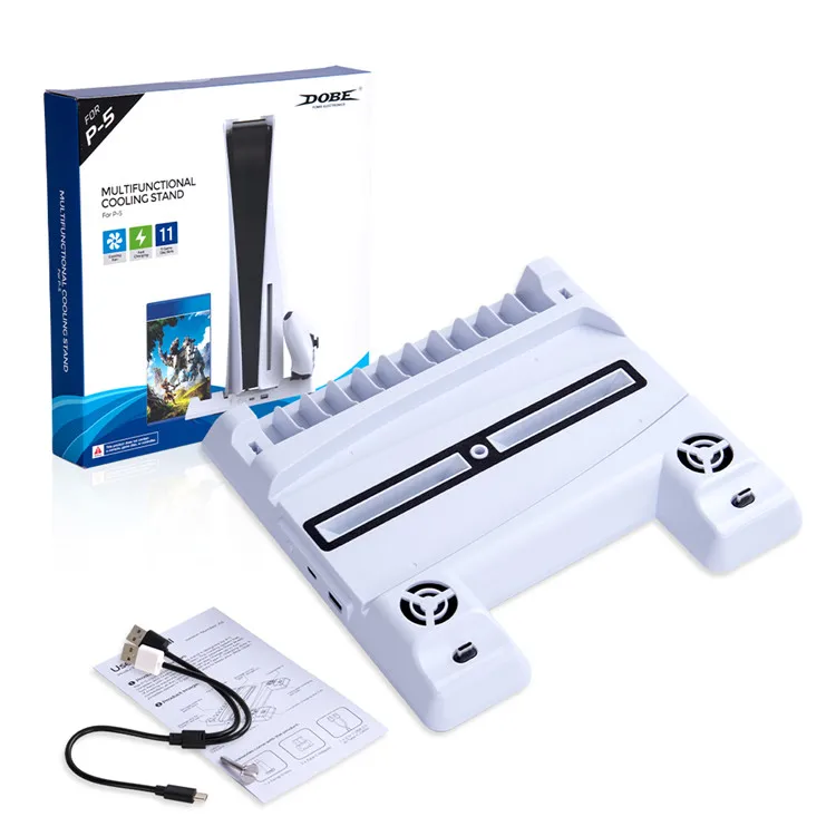 
 Vertical Stand For Playstation 5 Charging Port Dock With Cooling Fan Gamepad Charging Holder Joystick Stand For Ps5  