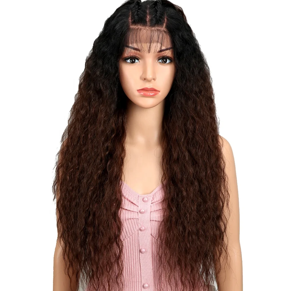 13 x 6 synthetic lace wig 30 inches ombre curly baby hair with closure natural HT fiber full frontal lace synthetic wig