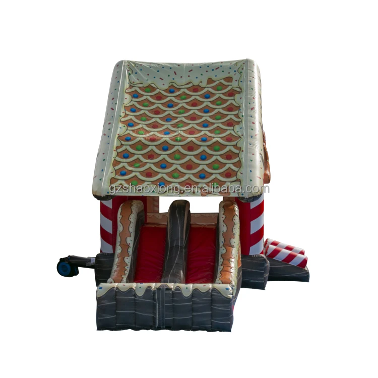 Kids Inflatable Christmas Jumping Bouncy Castle Bounce House Combo Gingerbread Bouncer Slide with Blower for Rent Party Events