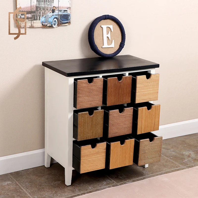 Быстрая доставка, 9 ящиков, комод, шкаф для гостиной, мебель для спальни, прихожая, бамбуковый шкаф, американский Винтаж