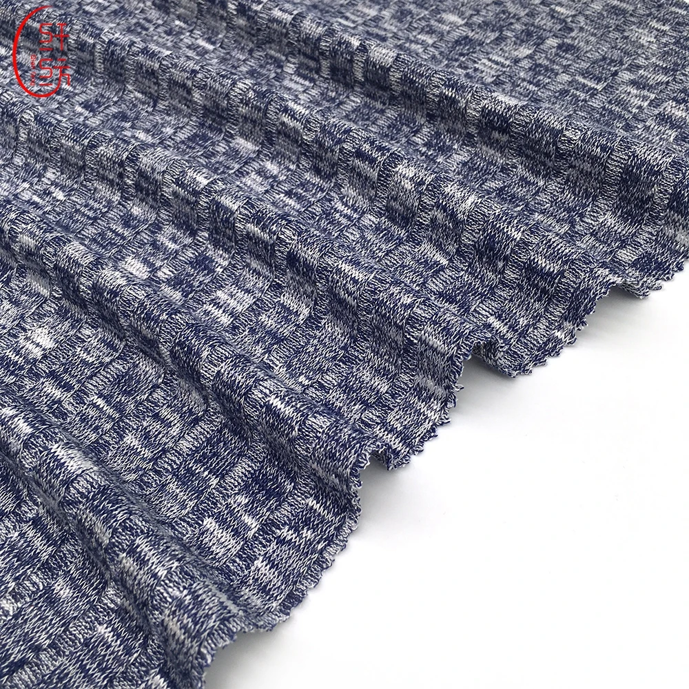 hot sales wide rib knit fabric viscose with melange for dress material