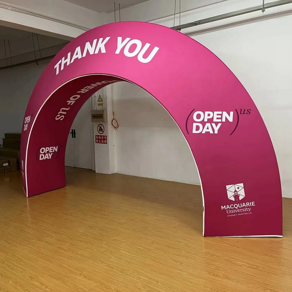 Top quality aluminum tension fabric quick set up trade show exhibition booth arch display stand