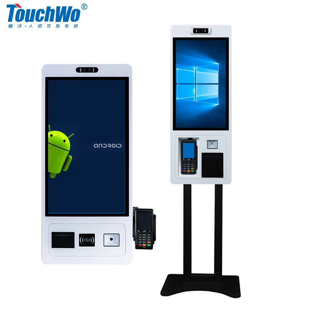 Touchwo 15.6 21.5 24 27 32 inch cashless payment kiosks wall mounted touch screen payment machine terminal