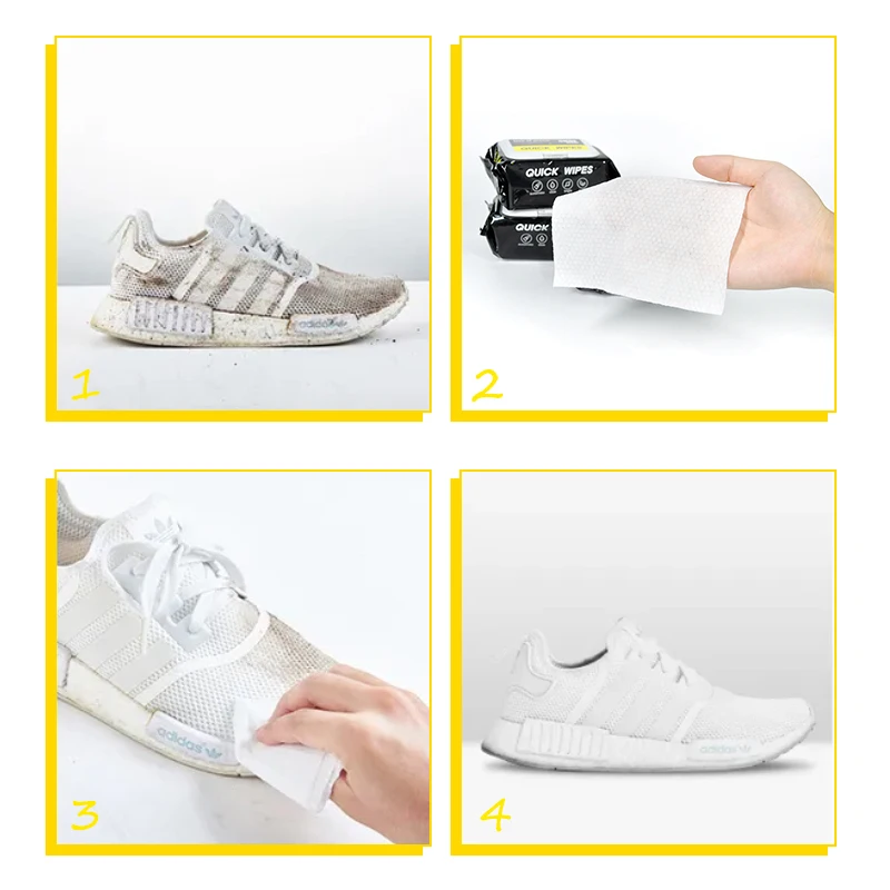 Custom Logo Wet Tissue Supplier Eco-Friendly 30 Leather Shoe Shine Wet Wipes for White Shoe Cleaning