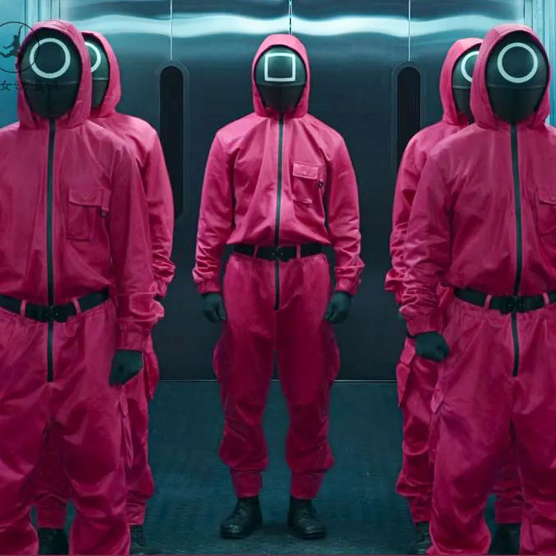 Squid Game Costume Mask New Cosplay Mask Halloween Squid Game Party Toy Korean TV Jumpsuit