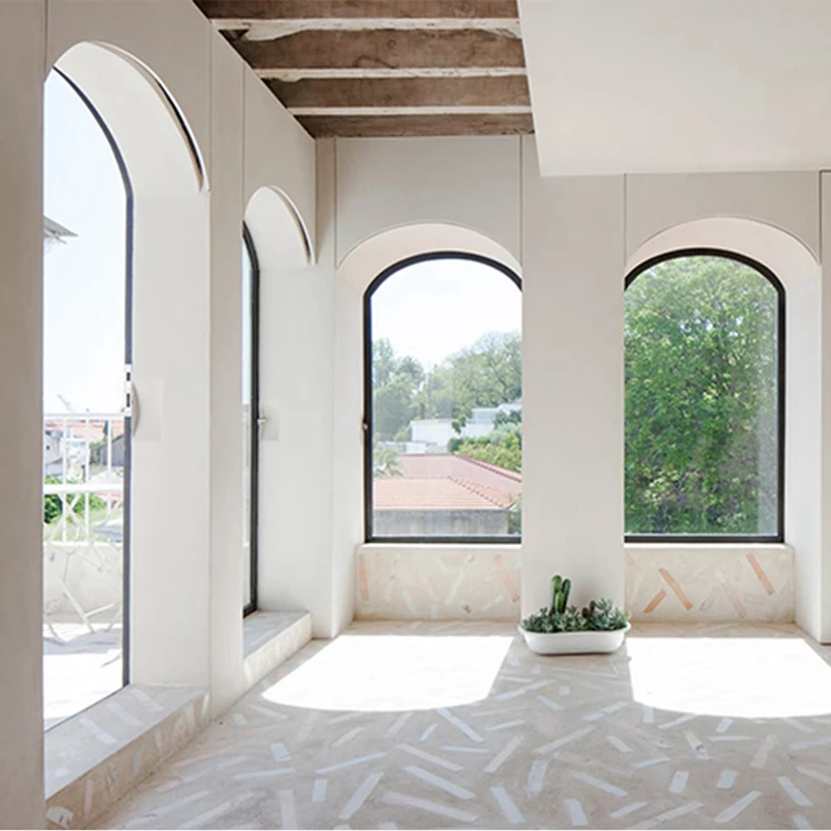 outdoor fixed picture aluminum glass arch windows uk