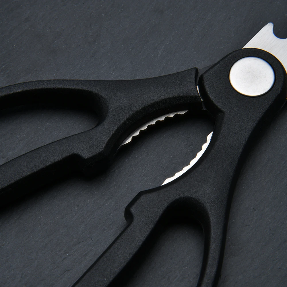 Modern Design High-Quality Black Handle Professional Stainless Steel 6pc Kitchen Knife Set with Scissors and Stand