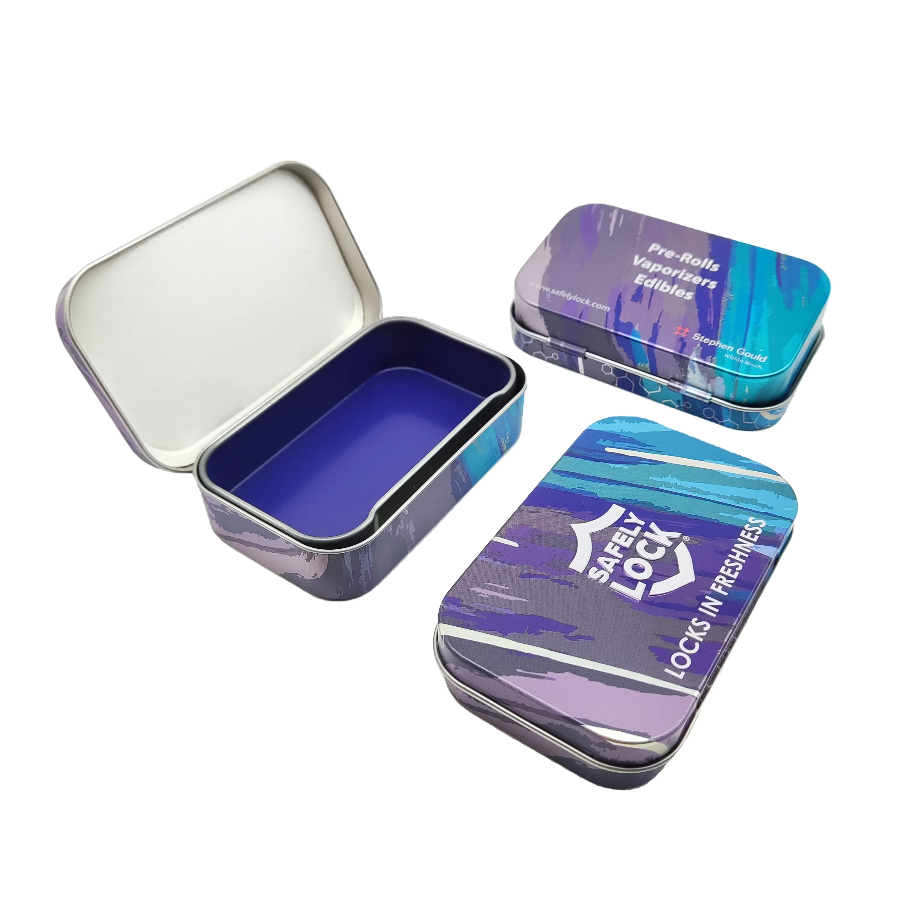 hot square shape air tight child proof edible mint pre roll containers packaging childproof can child resistant round tin box