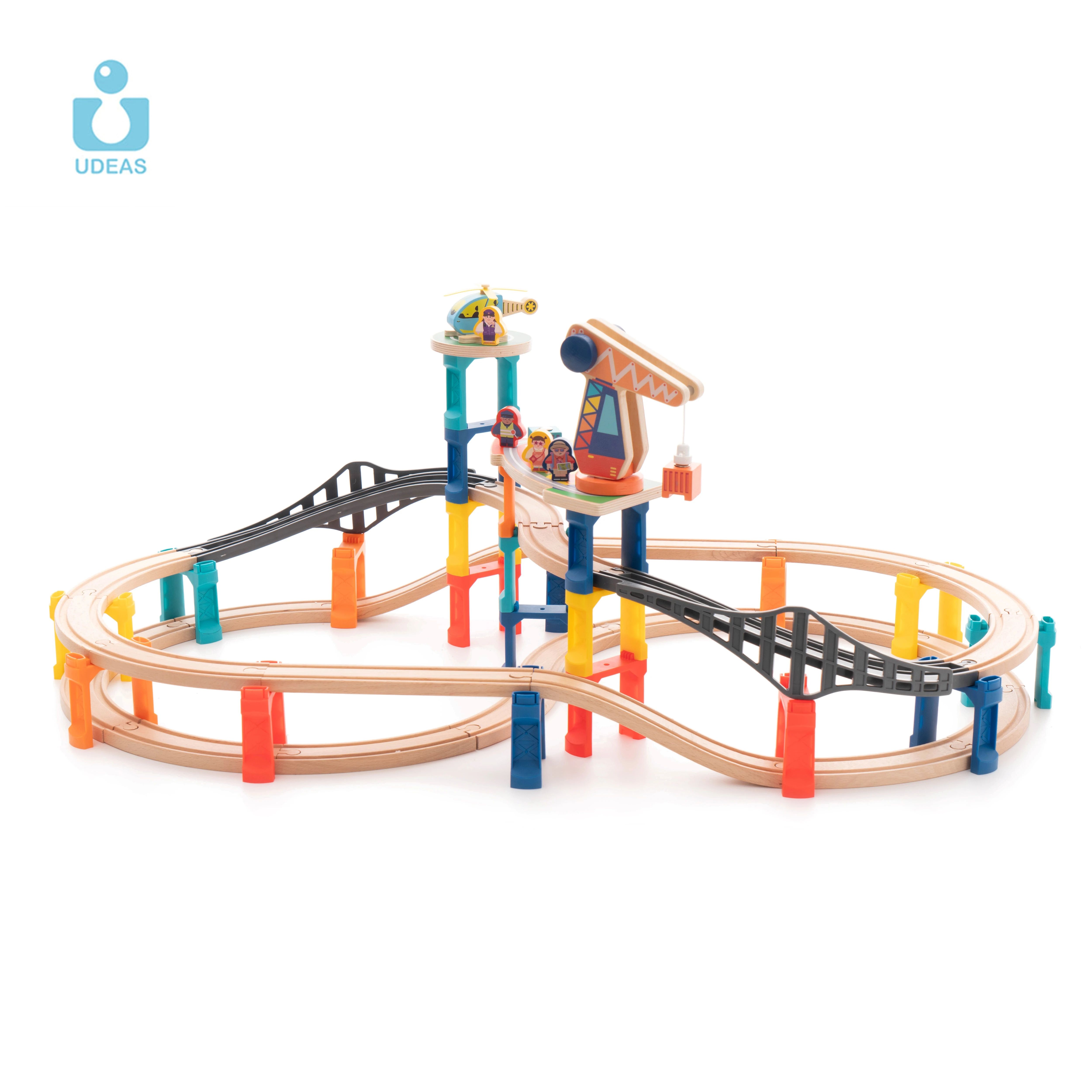 UDEAS Exercise Hand-On Ability DIY Railway Train Set Builder Wooden Big Track Toy