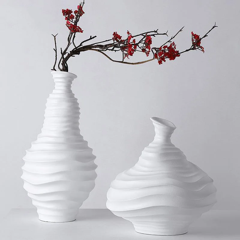 Tabletop Resin Irregular Vase Home Decoration Vase Black And White Accessories Flower Arrangements