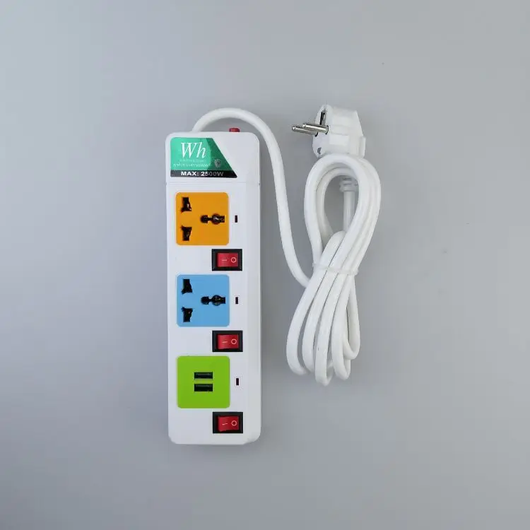 Hot Sell WH series Universal 3-6 Outlet Power Electrical Extension socket cord custom