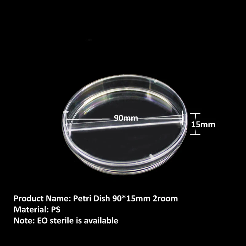 Sterile Disposable Plastic 90x15mm Two Rooms Petri Dish 60mm 35mm 150mm