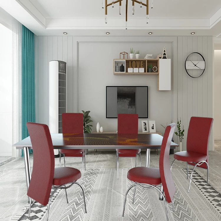 Home furniture dining room table designs hotel glass and 4-6 chairs marble