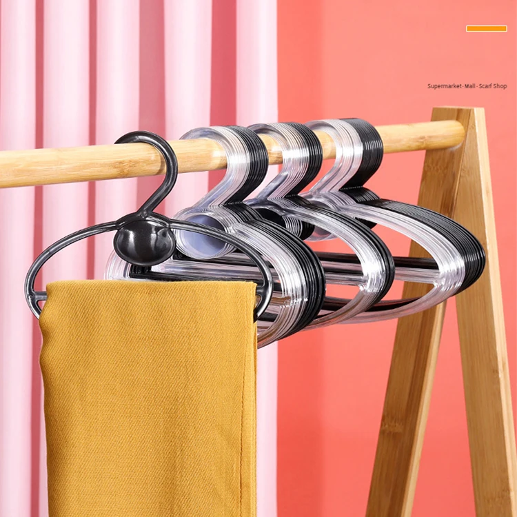 Kainice Custom New design clear plastic circle round clothes hanger Scarf Shawl Hangers Tie Holder Organizer Hanger