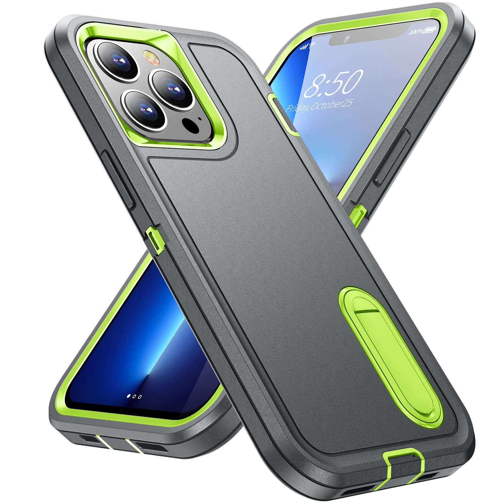 Triple Defense Anti-Drop Phone Case for iPhone 13/13pro/13pro max Heavy Duty Armor Case with Kick Stand