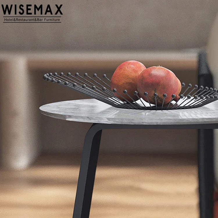 WISAMAX FURNITURE Modern living room bedroom furniture home round sofa side table bed side coffee table marble tea table set