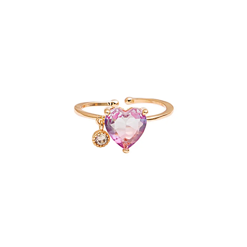 
Factory Direct Sell Fashion Crystal Girl Heart-Shaped Ring for Young Lady 