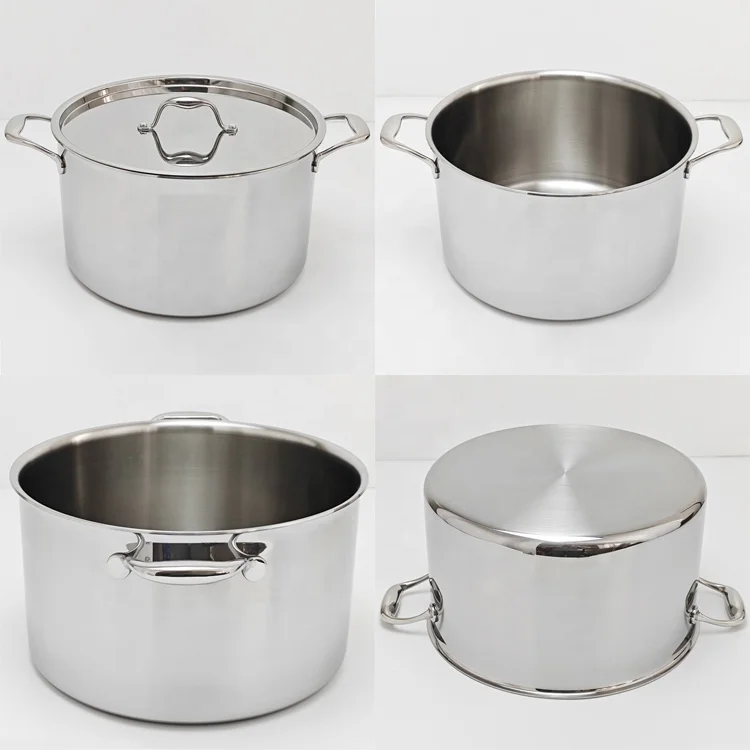 Tri-ply stainless steel 304 stockpot saucepot soup pot induction stockpot for Home Kitchen Cooking