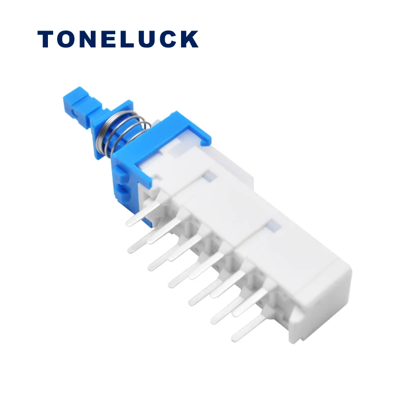 TONELUCK PBA-S4AF1 0.1A 30VDC Blue Handle Straight Key Switch Range Hood Push Button Switch