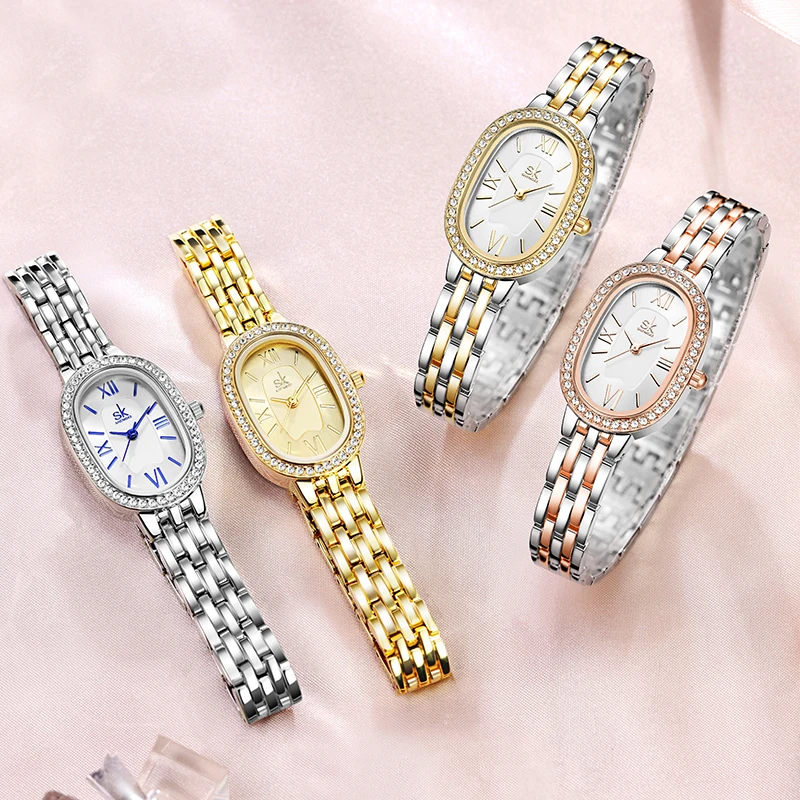 SK Ladies Elegant Female Quartz Watches Customization Private Label Wristwatches Gold/Rose/Silver Color Chinese Factory