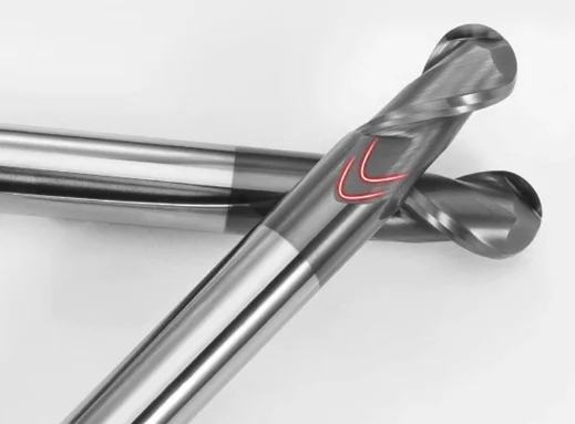 JR104 CNC cutting tool HRC70 2 Flutes coating ballnose carbide end mill for graphite Titan alloy