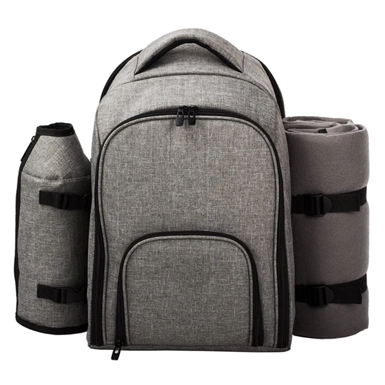 Custom Cooler Compartment Wine Bag insulated Picnic set multifunction 4 person picnic backpacks bags with Blanket