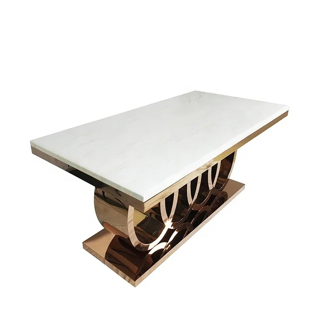 A8082 Marble   dining table gold legs