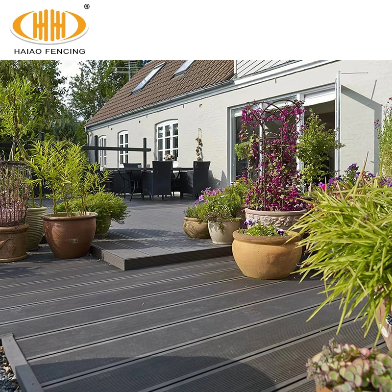 Haiao Co Extruded Customizable Composite Wood Decking Waterproofing Plastic Roof Deck Outdoor Wpc Flooring Board Decking