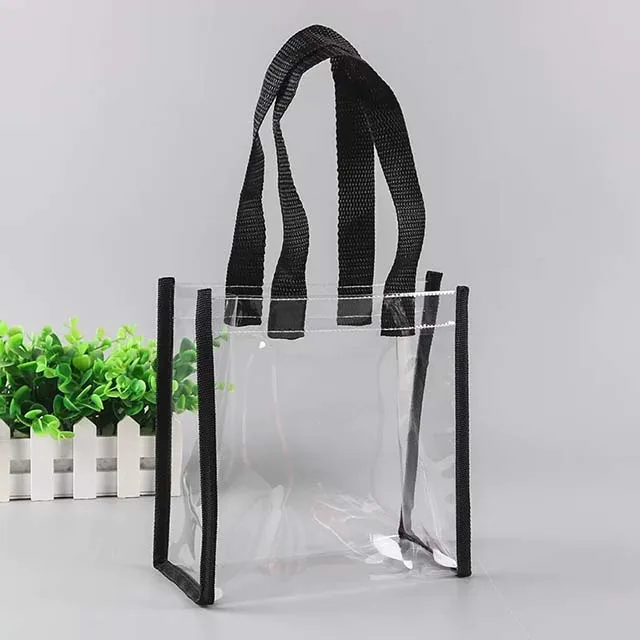 Clear Tote Bags PVC Plastic Tote Bag With Handles Bulk Stadium Approved Clear Tote Bags for Work Beach Lunch Sports, Concerts