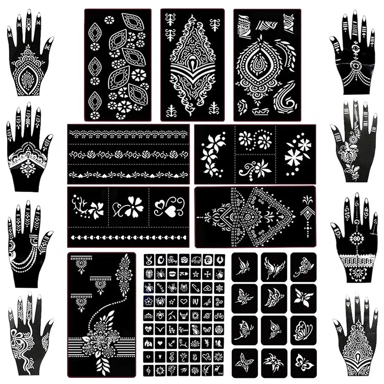 Premium quality face paint body art pattern temporary glitter airbrush tattoo stickers stencils