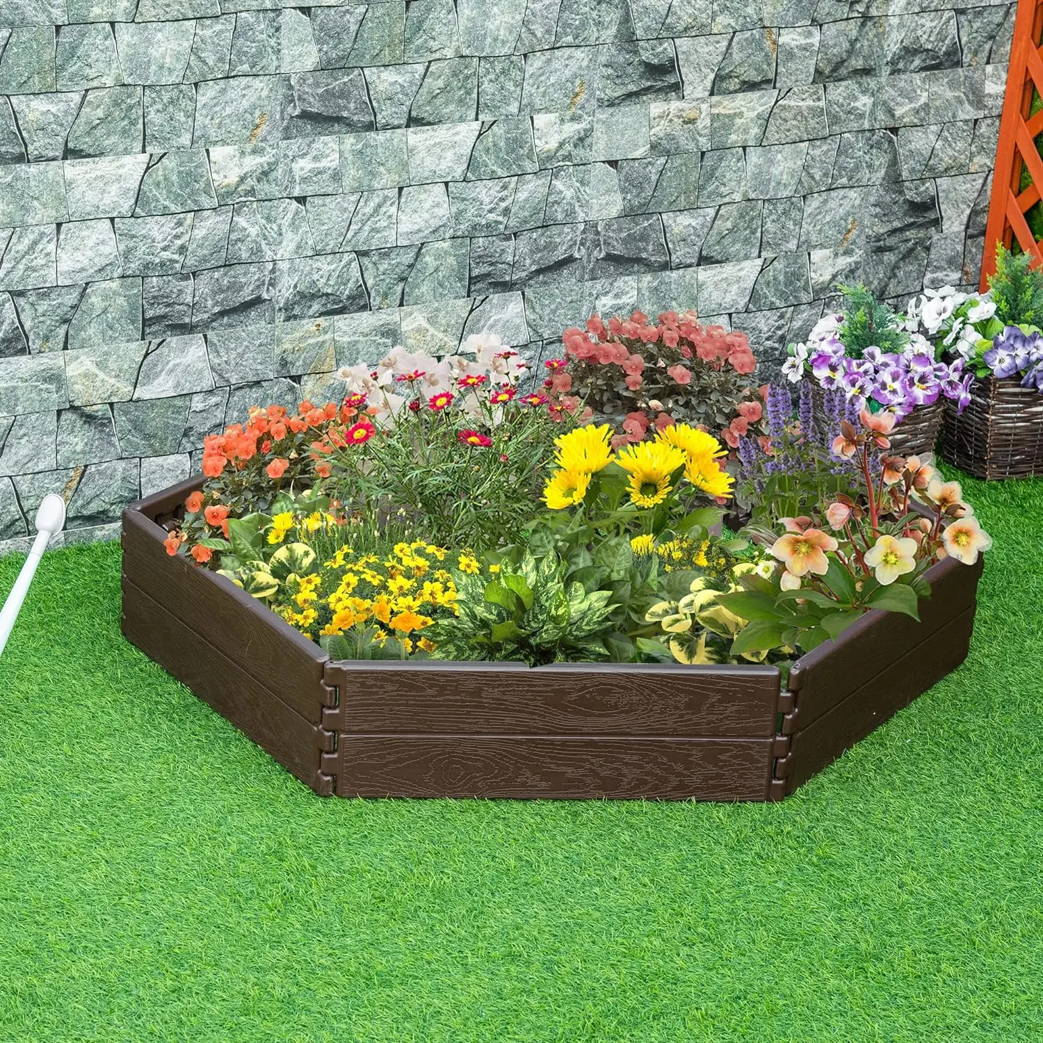 Hot Selling 6ft Rectangle plastic Raised Garden Beds, garden planter box for outdoor