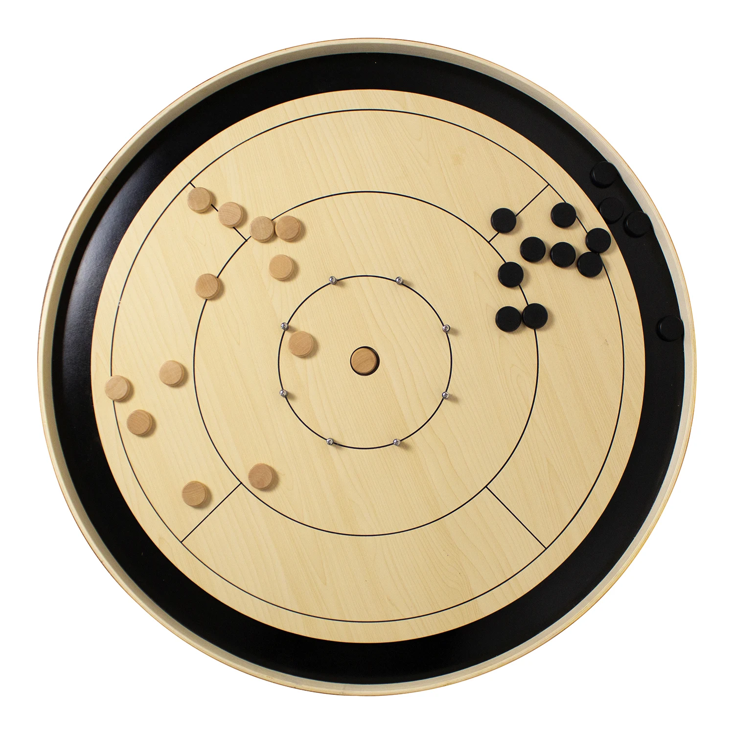 30 Inch Tournament Crokinole Checkers Classic Dexterity Board Game for Two Players 24 Black White Discs Game Board