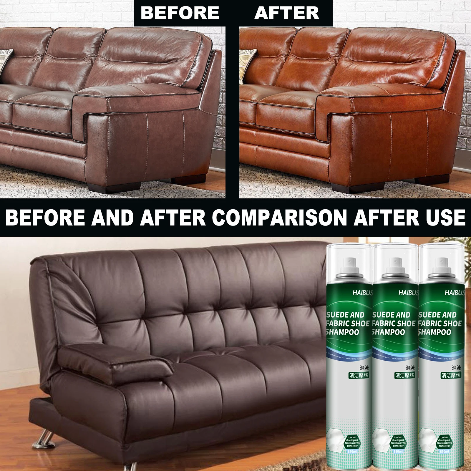 No need for water washing leather sofa cleaner used for leather stain removal