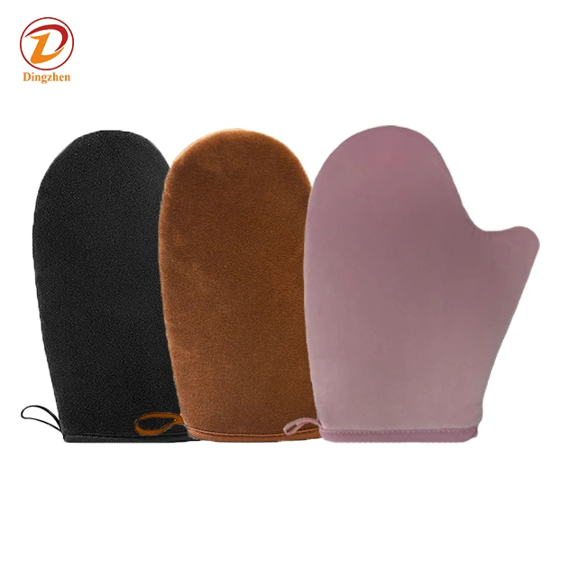 Private Label Body Scrub Massage Apply Essential Oil Sponge Thumb Tanning Gloves Self Tanning Mitts