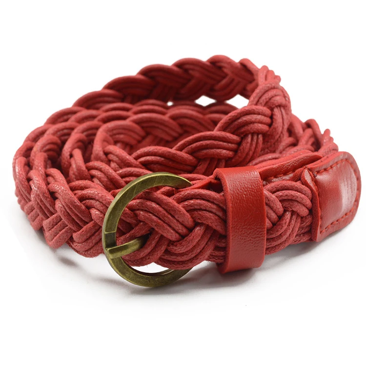 Factory Price Wholesale Fashion Western Belt Braided PU Leather Belt For Women