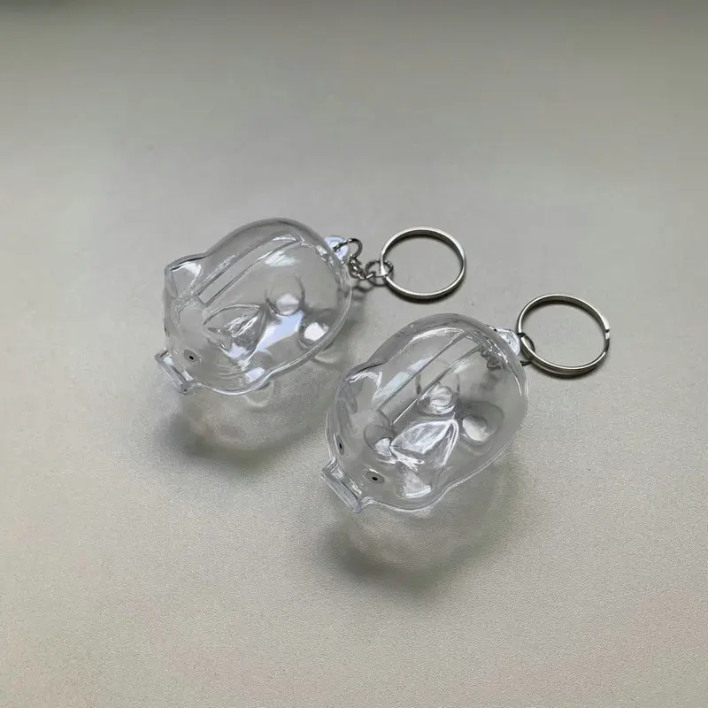 Custom Logo Promotional Piggy Bank with Key Ring Mini Money Saving Coin Box Pig Shape Keychain