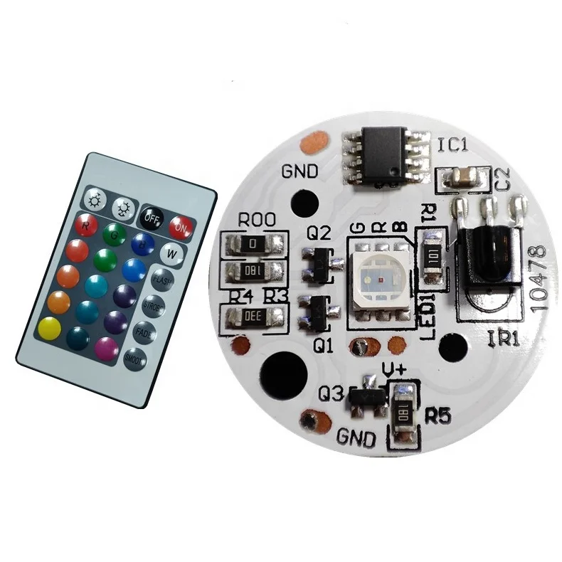 DC5V многоцветная светодиодная RGB-схема печатная плата с ИК 24 клавишами дистанционное управление Диаметром 31 мм для 3D ночного света Лунная лампа