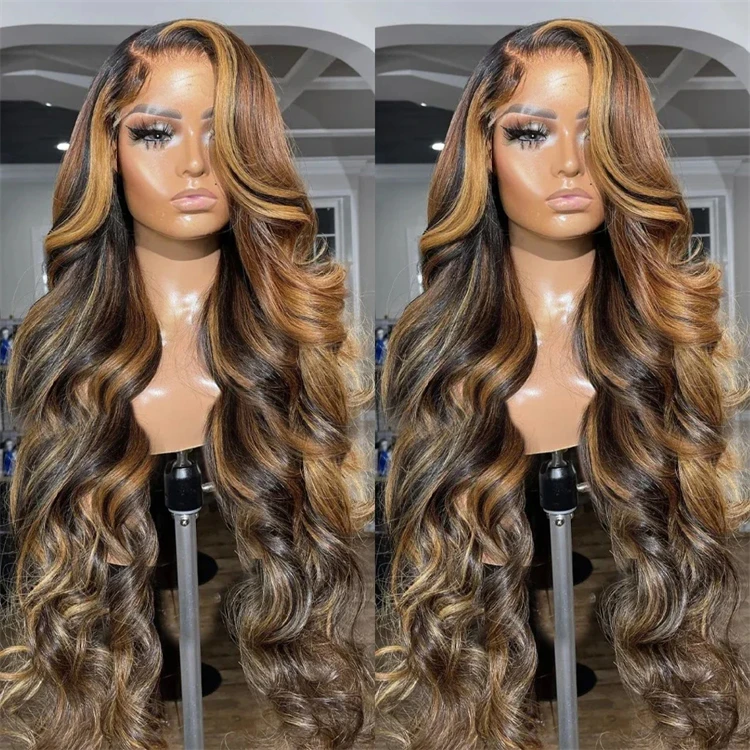 Glueless Cuticle Aligned Raw Wig Piano Color Highlight Body Wave P4\/27 Honey Blonde Hair Wigs 13x4 Transparent Lace Frontal